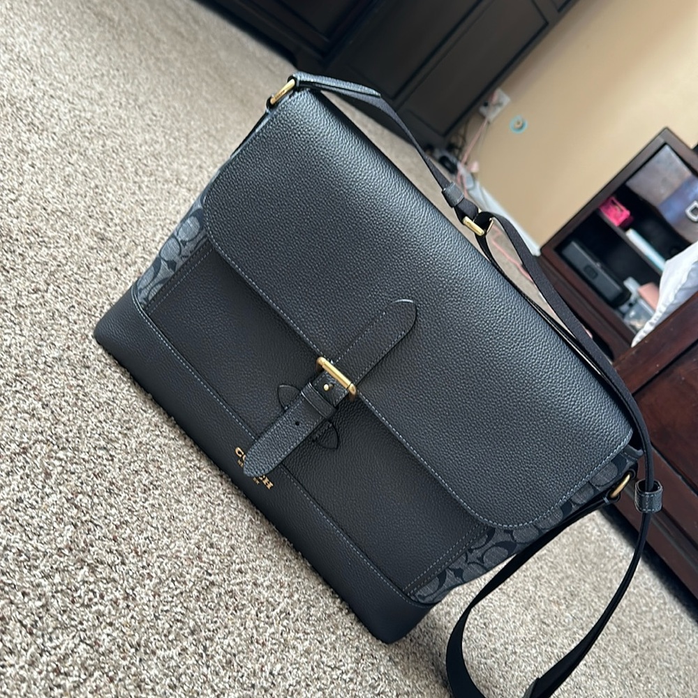 Denim Coach Hudson Messenger Flap Bag